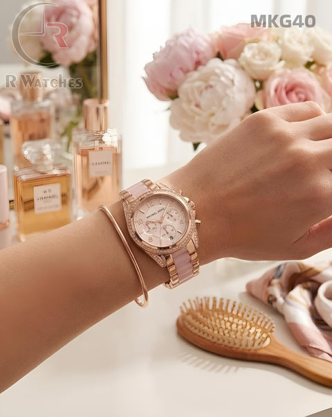 (OS)🖤⬆️⭐ Michael kors girls dual tone white dial (MKG40)