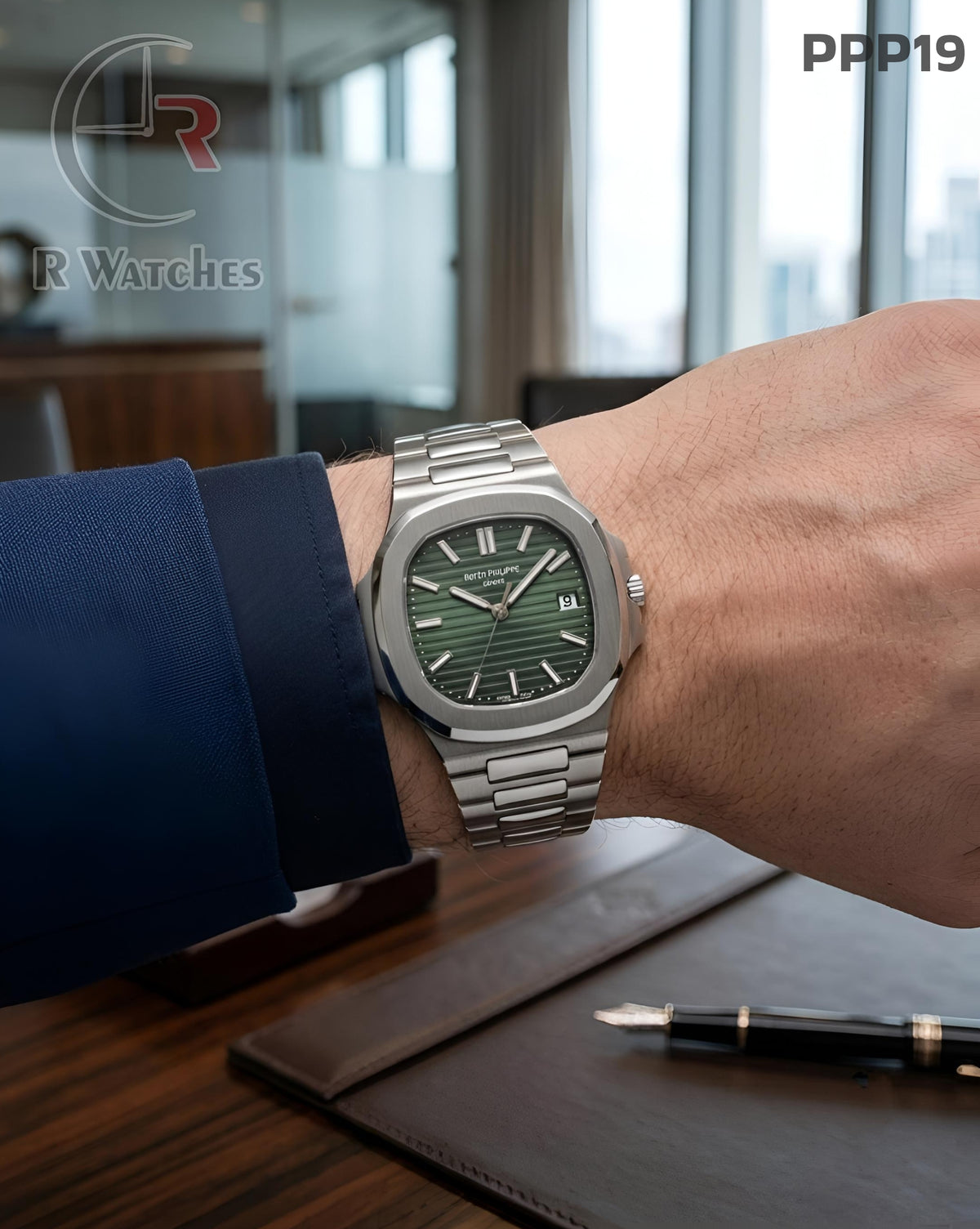 (OS)🖤⭐ Patek philip silver green (PPP19)