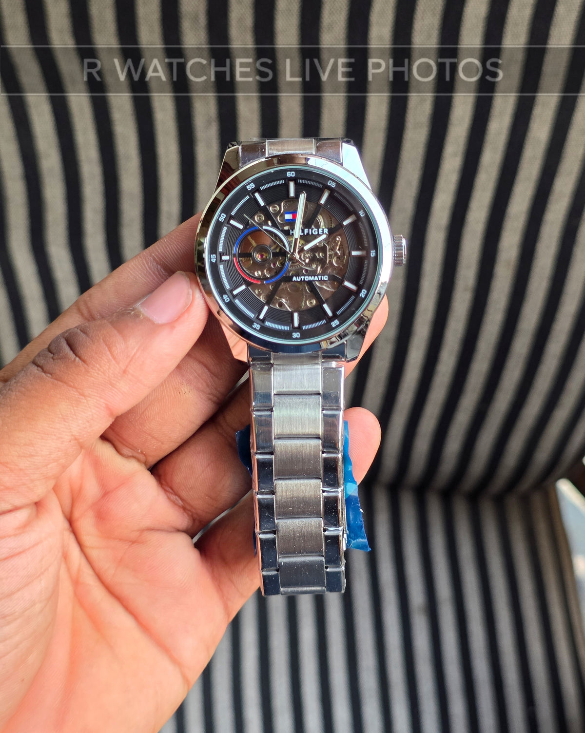 (OS2)📷⬆️⭐🔁 Tommy Hilfiger automatic silver black (THAM7)