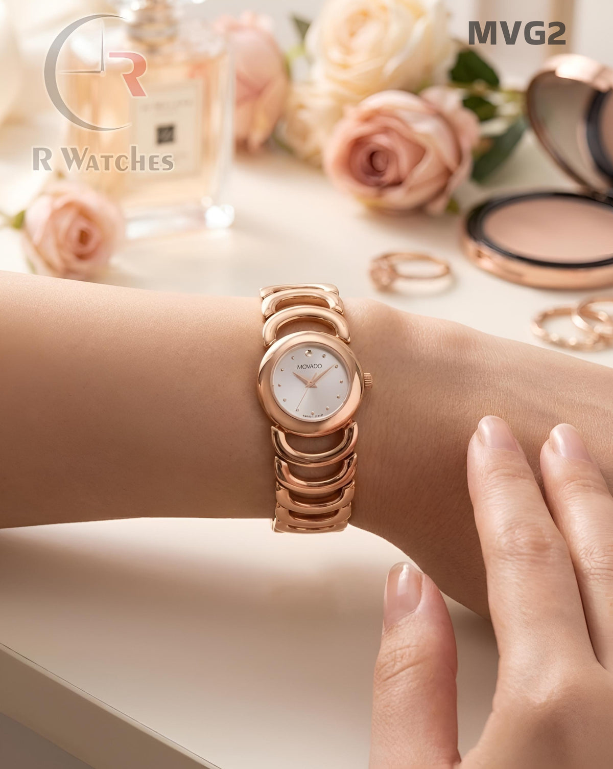 (OS)🖤⭐ Movado girls rose gold white (MVG2)