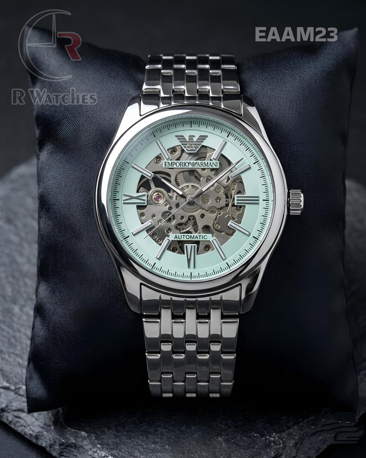 (SS)🖤⬆️⭐ Armani Automatic Tiffany Blue Silver (EAAM23)