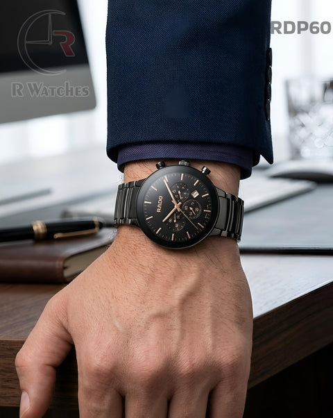 (OS2)🖤⭐ Rado Full Black Rose Gold Dial (RDP60)
