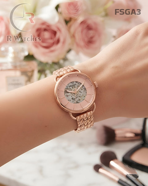 (SS)🖤⬆️⭐ Fossil Girls Automatic Rose Gold Pink (FSGA3)