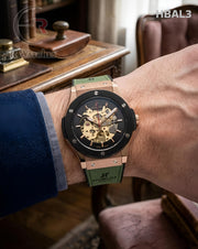 (OS)🖤⬆️ Hublot Automatic Leather Dual Tone Green (HBAL3)