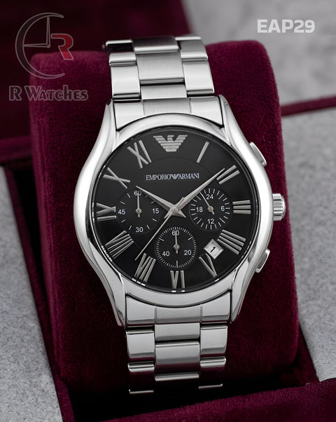 (OS)🖤⭐ Armani Metal Silver Black Roman Dial (EAP29)