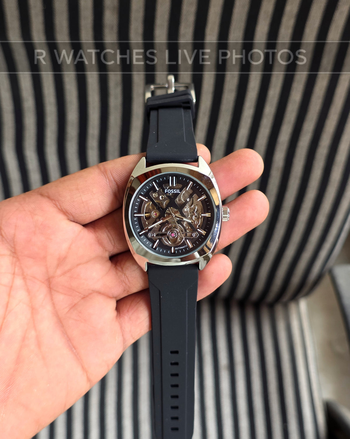 (OS)🖤⭐ Fossil Automatic Silicon Silver Black  (FSAS2)