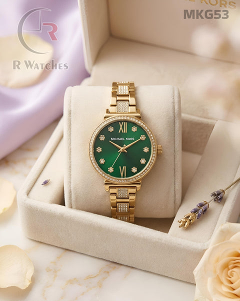 (SS)🖤 Mk Girls Diamond Gold Green (MKG53)