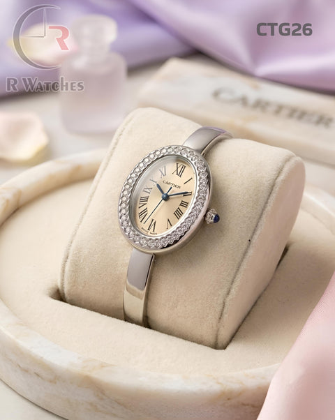 (SS)🖤⬆️Cartier Girls Diamond Silver Off White (CTG26)