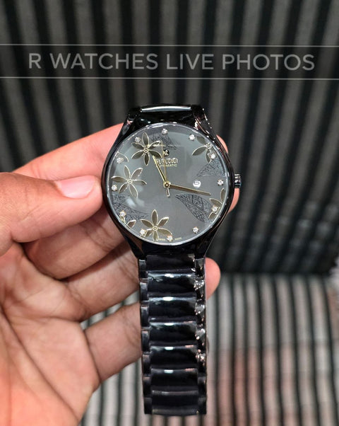 (OS)📷⭐ Rado Black Metal Gold Dial (RDP14)