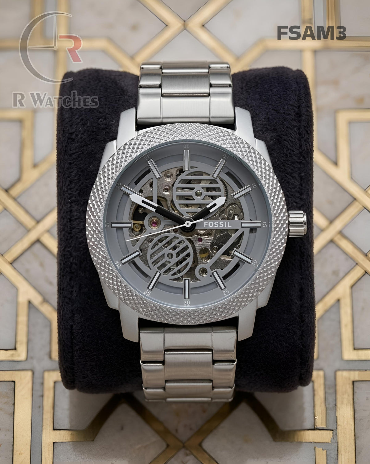 (OS9)🖤⭐ Fossil Automatic Matt Silver Grey (FSAM3)