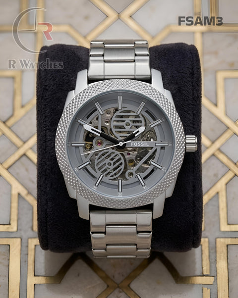 (OS9)🖤⬆️⭐🔁 Fossil Automatic Matt Silver Grey (FSAM3)