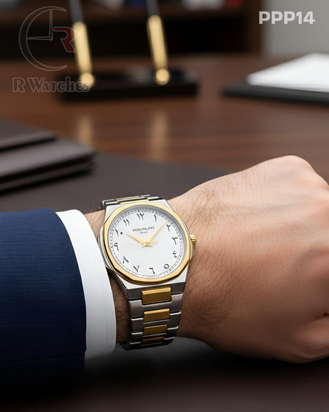 (SS)🖤⬆️⭐ Patek Philippe Dual Tone white Arabic Dial (PPP14)