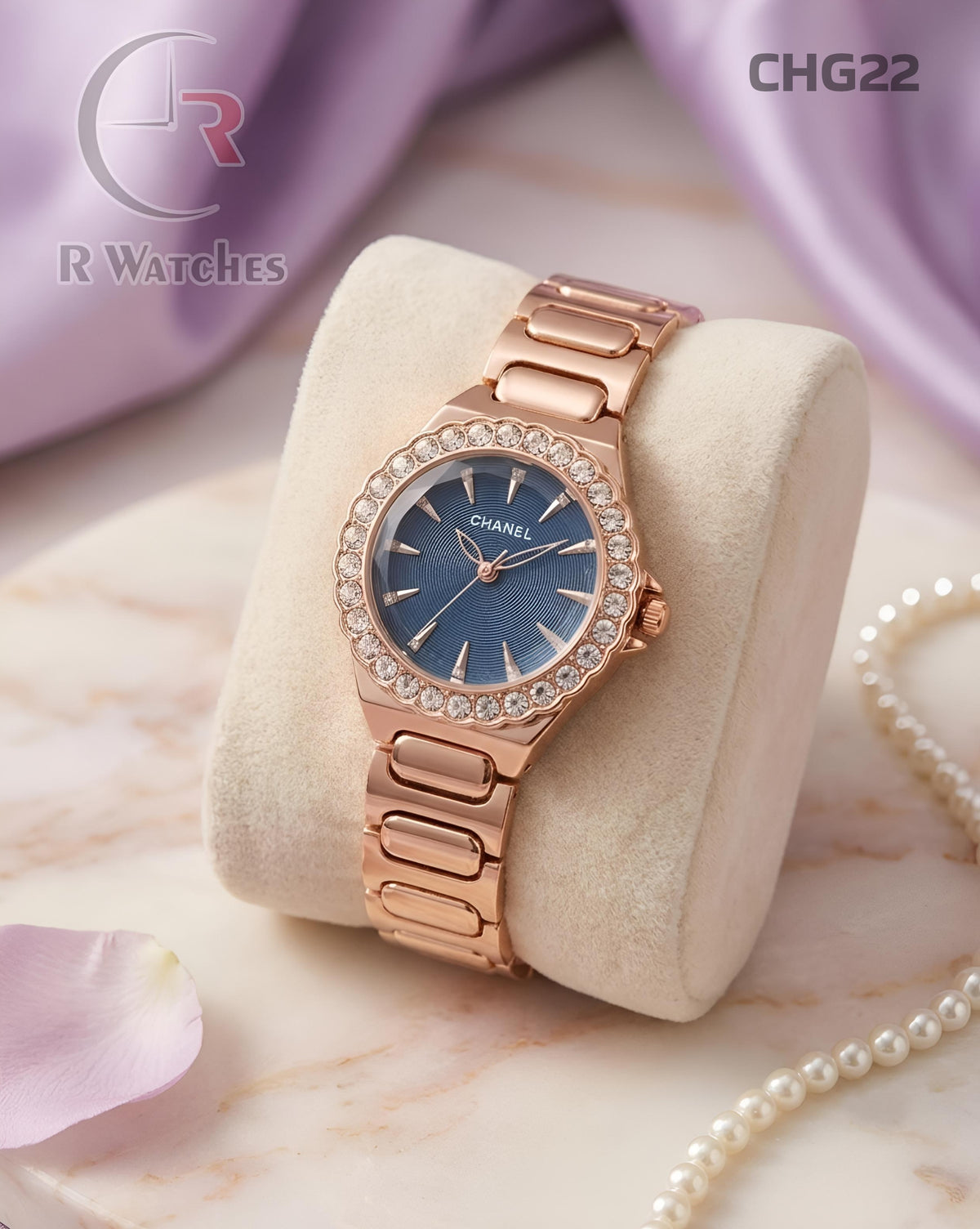 (OS)🖤⭐ Chanel girls rose gold blue dimond (CHG22)
