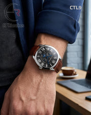 (OS2)🖤⭐ Cartier Leather Sun Moon Edition Silver Black (CTL9)