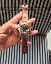 (OS)🖤⭐ Corum Machinery Leather Brown Rose Gold Black (CRL2)