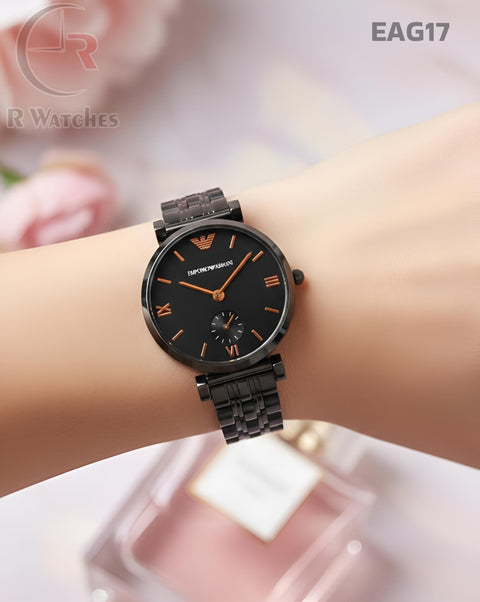 (OS2)🖤⬆️⭐ Emporio Armani full Black Rose Gold (EAG17)